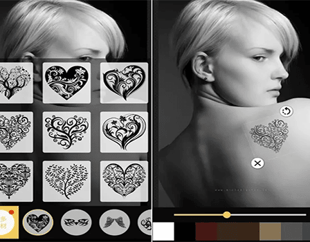 Simular tatuajes por aplicación.